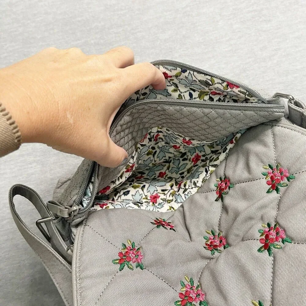 Vera Bradley Iconic‎ Turnabout Quilted Reversible Crossbody Bag Denim Gray Solid
